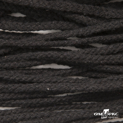 Шнур плетеный d-6 мм круглый, 70% хлопок 30% полиэстер, уп.90+/-1 м, цв.1078-черный - купить в Евпатории. Цена: 588 руб.
