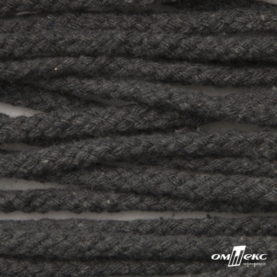 Шнур плетеный d-6 мм круглый, 70% хлопок 30% полиэстер, уп.90+/-1 м, цв.1088-т.серый - купить в Евпатории. Цена: 588 руб.