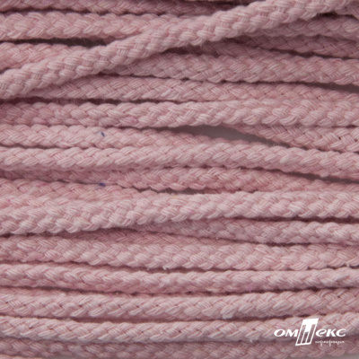 Шнур плетеный d-6 мм круглый, 70% хлопок 30% полиэстер, уп.90+/-1 м, цв.1087-розовый - купить в Евпатории. Цена: 588 руб.