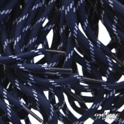 Шнурки #107-19, круглые 130 см, двухцветные цв.тём.синий/белый - купить в Евпатории. Цена: 22.14 руб.