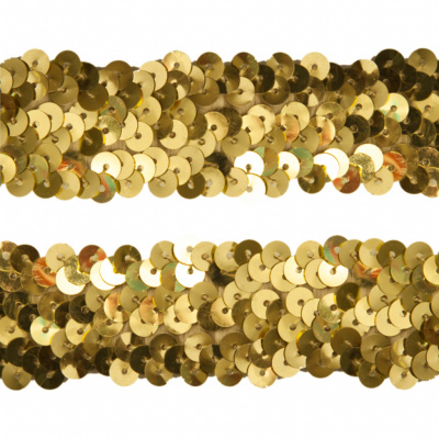 Тесьма с пайетками D16, шир. 30 мм/уп. 25+/-1 м, цвет золото - купить в Евпатории. Цена: 1 087.39 руб.
