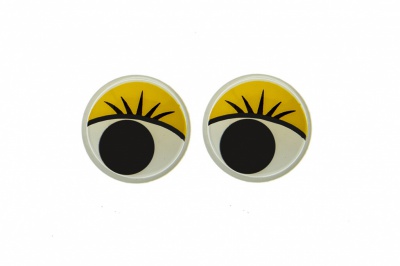 Глазки для игрушек, круглые, с бегающими зрачками, 12 мм/упак.50+/-2 шт, цв. -желтый - купить в Евпатории. Цена: 95.04 руб.