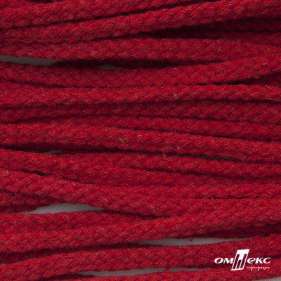 Шнур плетеный d-6 мм, круглый 70% хлопок 30% полиэстер, уп.90+/-1 м, цв.1064-красный - купить в Евпатории. Цена: 588 руб.