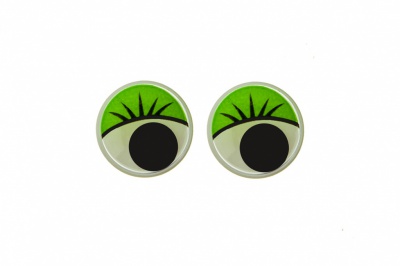 Глазки для игрушек, круглые, с бегающими зрачками, 10 мм/упак.50+/-2 шт, цв. -зеленый - купить в Евпатории. Цена: 71.20 руб.