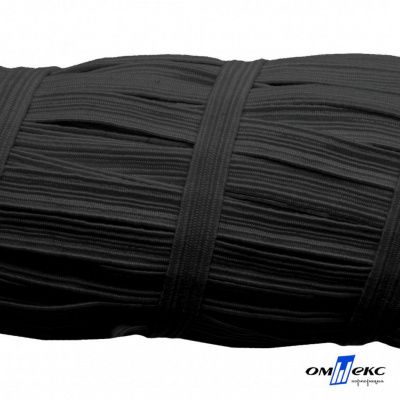 Резиновые нити с текстильным покрытием, шир. 6 мм (55 м/уп), цв.-черный - купить в Евпатории. Цена: 210.75 руб.
