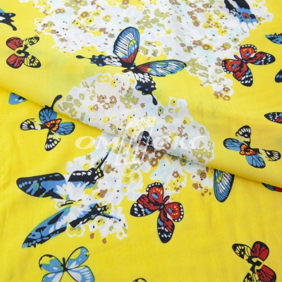 Плательная ткань "Софи" 7.2, 75 гр/м2, шир.150 см, принт бабочки - купить в Евпатории. Цена 241.49 руб.
