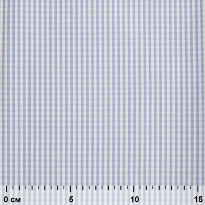 Ткань сорочечная Клетка Виши, 115 г/м2, 58% пэ,42% хл, шир.150 см, цв.2-голубой, (арт.111) - купить в Евпатории. Цена 309.82 руб.