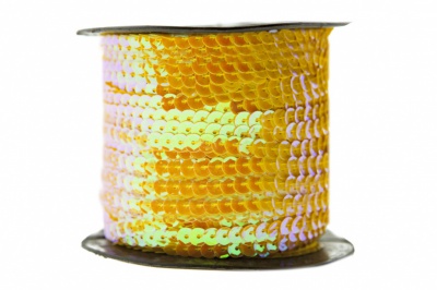 Пайетки "ОмТекс" на нитях, CREAM, 6 мм С / упак.73+/-1м, цв. 92 - золото - купить в Евпатории. Цена: 484.77 руб.