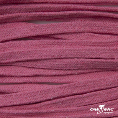 Шнур плетеный d-8 мм плоский, 70% хлопок 30% полиэстер, уп.85+/-1 м, цв.1029-розовый - купить в Евпатории. Цена: 735 руб.