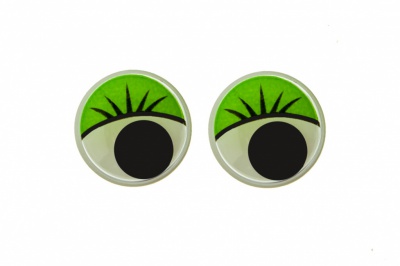 Глазки для игрушек, круглые, с бегающими зрачками, 15 мм/упак.50+/-2 шт, цв. -зеленый - купить в Евпатории. Цена: 113.01 руб.