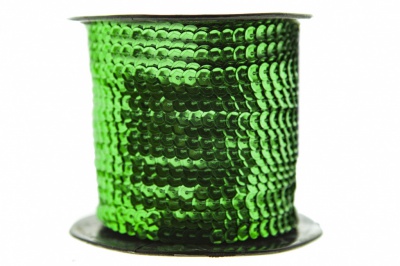 Пайетки "ОмТекс" на нитях, SILVER-BASE, 6 мм С / упак.73+/-1м, цв. 4 - зеленый - купить в Евпатории. Цена: 484.77 руб.