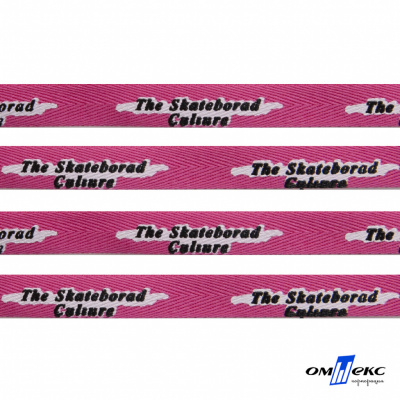 Тесьма отделочная (киперная) 10 мм, 100% хлопок,"THE SKATEBOARD CULIURE"(45 м) цв.121-26 -яр.розовый - купить в Евпатории. Цена: 850.62 руб.
