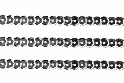 Пайетки "ОмТекс" на нитях, SILVER-BASE, 6 мм С / упак.73+/-1м, цв. 1 - серебро - купить в Евпатории. Цена: 468.37 руб.