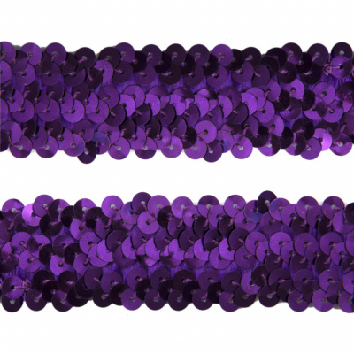 Тесьма с пайетками 12, шир. 30 мм/уп. 25+/-1 м, цвет фиолет - купить в Евпатории. Цена: 1 098.48 руб.