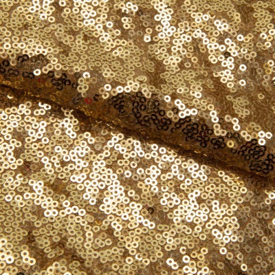 Сетка с пайетками №3, 188 гр/м2, шир.140см, цвет золотой - купить в Евпатории. Цена 454.12 руб.