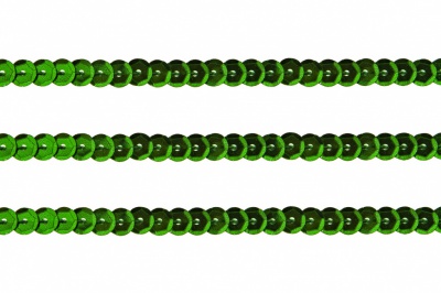 Пайетки "ОмТекс" на нитях, SILVER-BASE, 6 мм С / упак.73+/-1м, цв. 4 - зеленый - купить в Евпатории. Цена: 484.77 руб.
