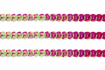 Пайетки "ОмТекс" на нитях, CREAM, 6 мм С / упак.73+/-1м, цв. 89 - розовый - купить в Евпатории. Цена: 468.37 руб.