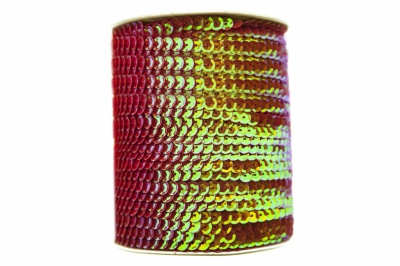 Пайетки "ОмТекс" на нитях, CREAM, 6 мм С / упак.73+/-1м, цв. 96 - красный - купить в Евпатории. Цена: 484.77 руб.